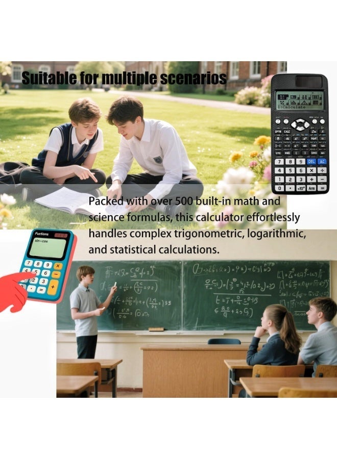 Scientific Calculator, 552 Functions Scientific Calculator, 10+2 Digits Written Display Calculators, Portable Calculators for Students, Teachers, Business, School, Office (Black) - Image 3